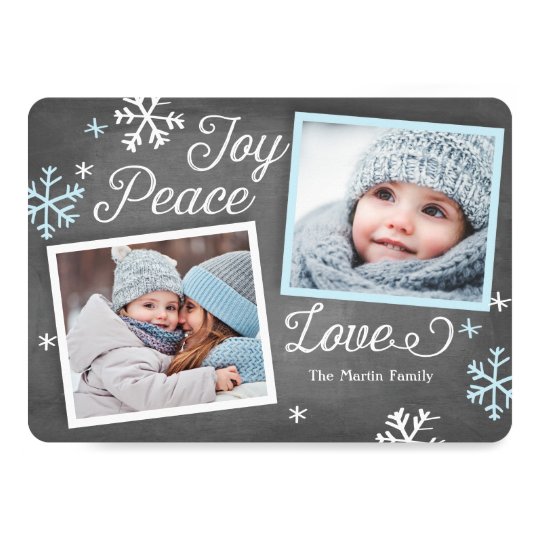 Joy Peace Love Chalkboard 2-Photo Holiday Card
