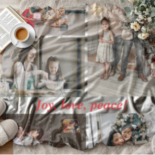 Joy Peace Love Christmas family  Fleece Blanket