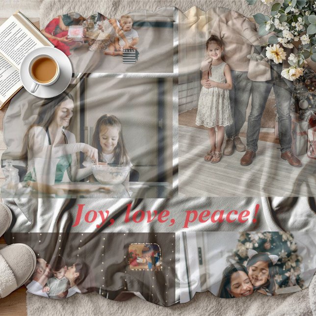 Joy Peace Love Christmas family  Fleece Blanket (Creator Uploaded)