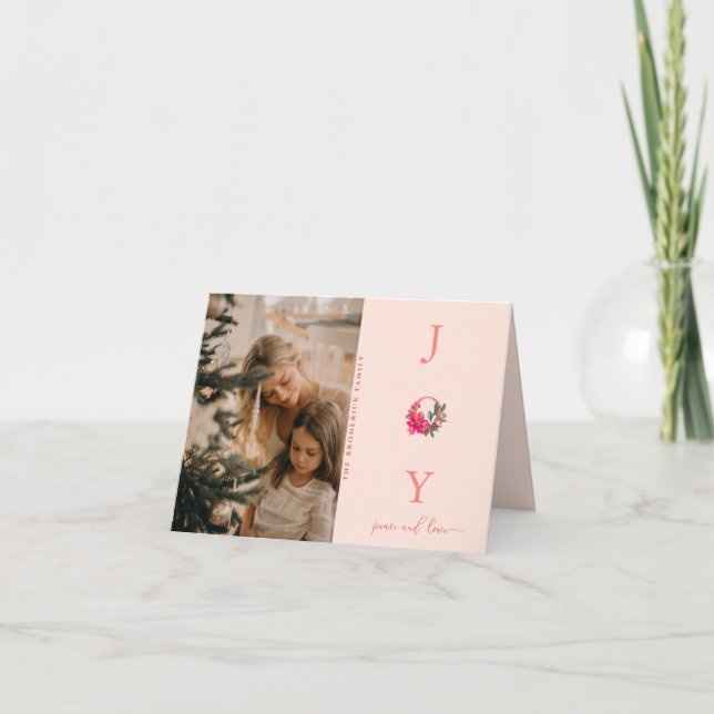 Joy Peace Love | Christmas Family Photo  Card (Front)