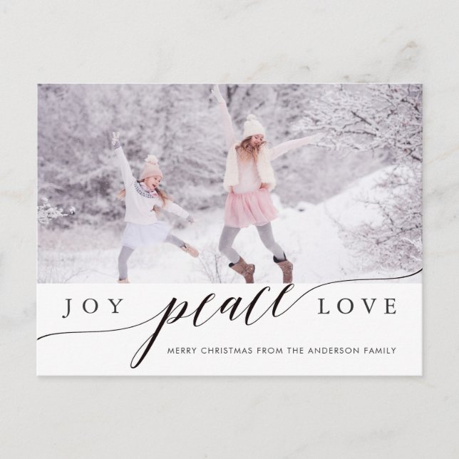 Joy Peace Love Christmas Holiday Photo Postcard (Front)