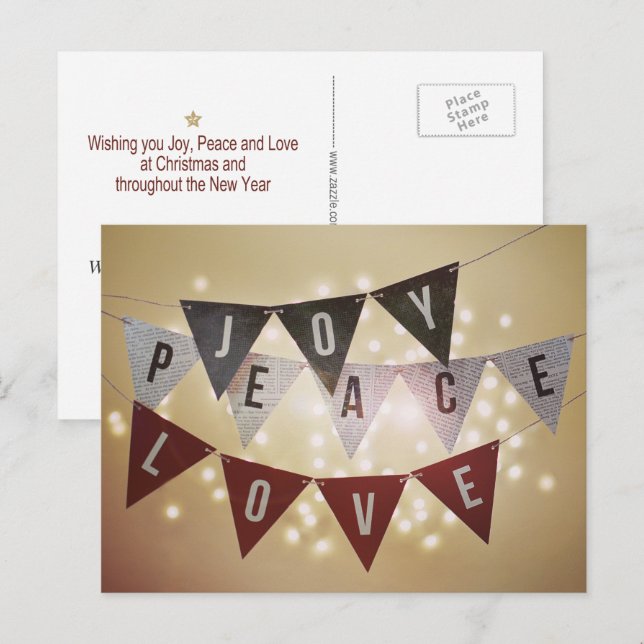 Joy Peace Love Christmas Postcard (Front/Back)
