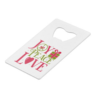 Joy Peace Love Credit Card Bottle Opener