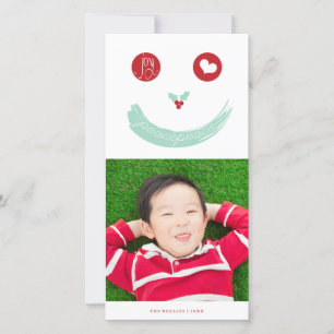 Joy Peace Love Cute Smiling Face Funny Kid's Photo Holiday Card