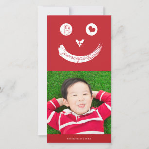 Joy Peace Love Cute Smiling Face Funny Kid's Photo Holiday Card