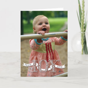 JOY PEACE LOVE Holiday Greeting Card Folded