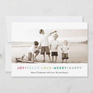 Joy Peace Love Joyeux Carte photo de vacances