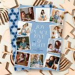 Joy Peace Love & Light Hanukkah 10 Instant Photo Holiday Card<br><div class="desc">Joy, Peace, Love & Light With Star Of David, 10 Instant Photo Collage Hanukkah Holiday Card. The greeting and background can be changed to any colour of your choice. Designed / original artwork by fat*fa*tin. Easy to personalize with your own text message, name, year, photo, or image. More editing features...</div>