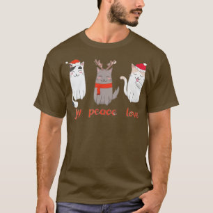 Joy Peace Love Meowy CatmasCute Christmas Cat T-Shirt
