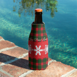 Joy! Peace! Love! Merry Christmas & New Year Red Bottle Cooler