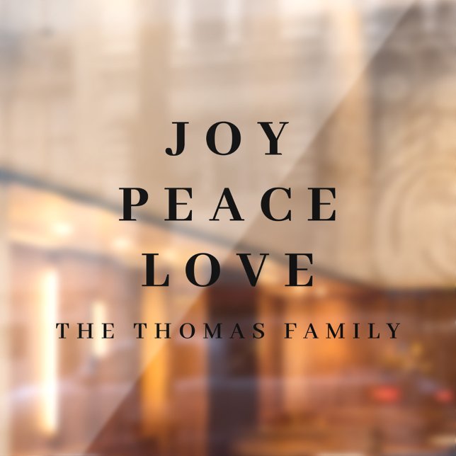 Joy Peace Love Minimal Christmas Family Name Window Cling (Creator Uploaded)