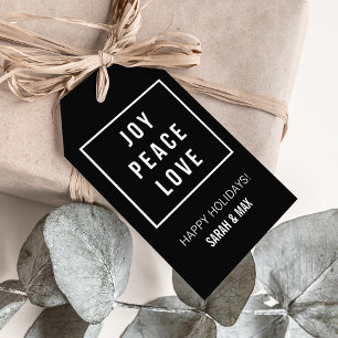 Joy Peace Love Modern Minimalist Holiday Gift Tags
