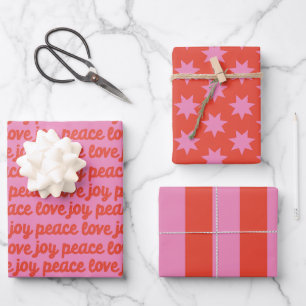 Joy Peace Love papier d'emballage de vacances