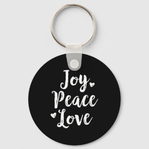 Joy Peace Love Red Brushed Script Womens Holiday  Keychain