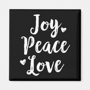 Joy Peace Love Red Brushed Script Womens Holiday  Magnet