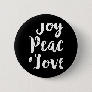 Joy Peace Love Red Brushed Script Womens Holiday T 2 Inch Round Button