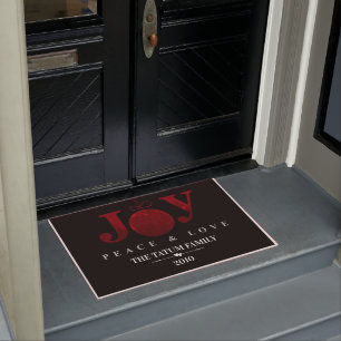 Joy, Peace & Love  (Red) Doormat