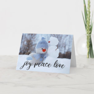 Joy Peace Love YOUR PHOTO  or Keep Snowman Photo Card