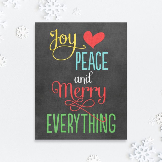 Joy Peace Merry Everything Chalkboard Christmas Canvas Print (Creator Uploaded)
