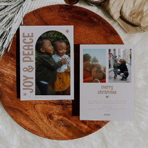 Joy & Peace Minimalist Beige Arch Holiday Card
