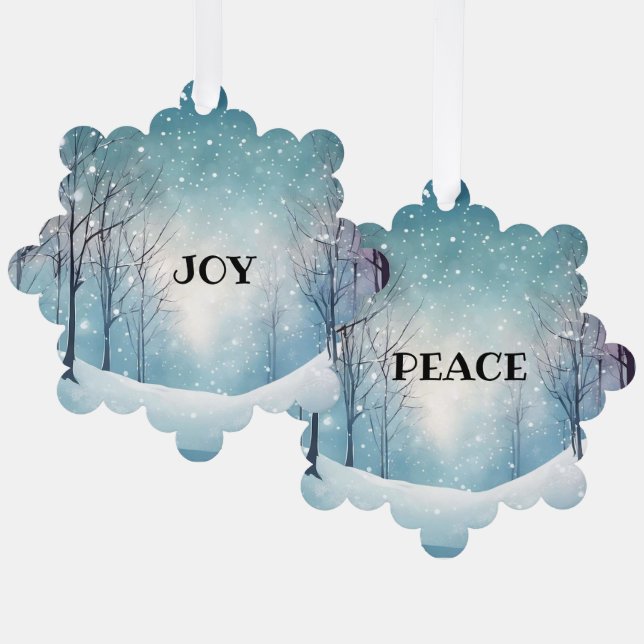 JOY & PEACE SNOWFLAKE PAPER ORNAMENT CARD (Front/Back)