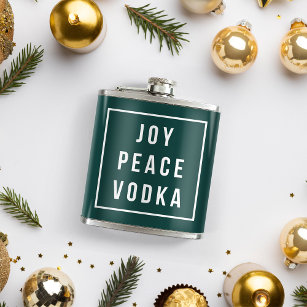 Joy Peace Vodka   Funny Adult Christmas Holiday Hip Flask