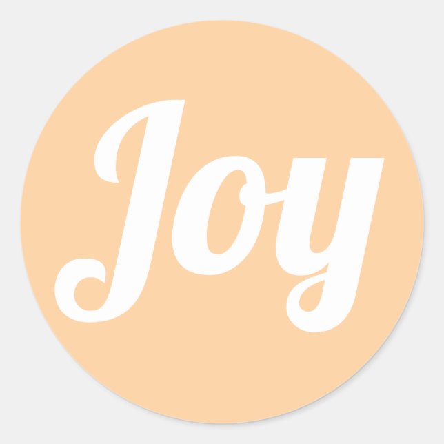 Joy Peach Colour Script Simple Modern holiday Classic Round Sticker (Front)