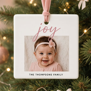 Joy Personalized Baby Photo Christmas Ceramic Ornament