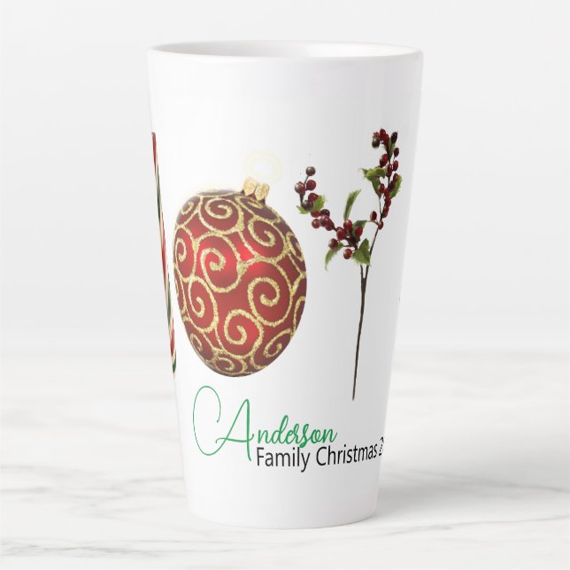 Joy personalized candy cane ornament holly latte m mug (Front)