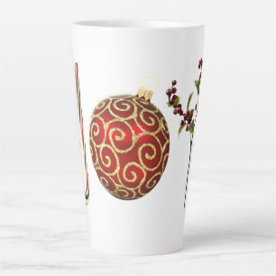 Joy personalized candy cane ornament holly latte mug