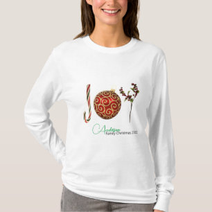 Joy personalized candy cane ornament holly  T-Shirt