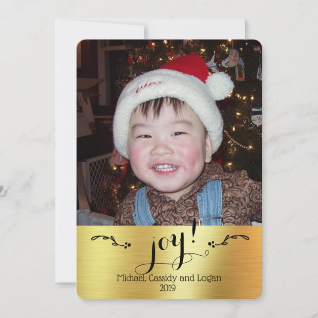 Joy! - Personalized Gold || Photo Christmas (Front)