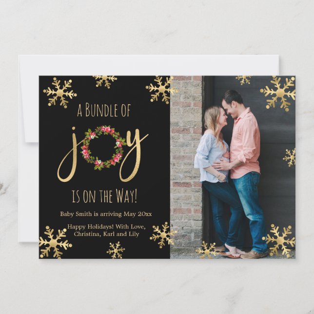 Joy Photo Cartes de Faire-part de grossesse Noël (Devant)