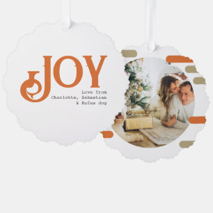 Joy Photo Christmas Personalized Ornament Card