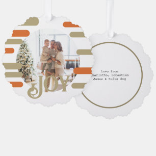 Joy Photo Christmas Personalized Ornament Card