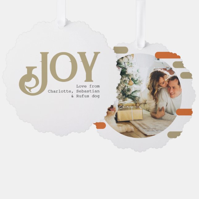 Joy Photo Christmas Personalized Ornament Card (Front/Back)