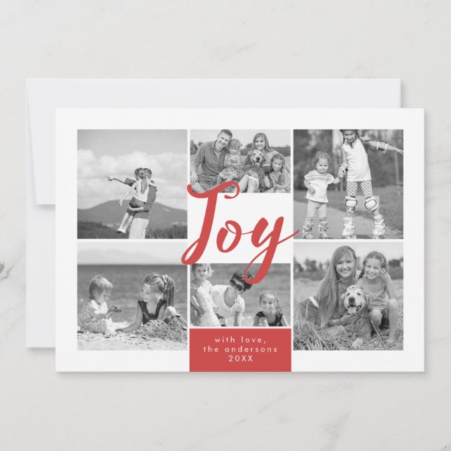 Joy Photo Collage Holiday Photo Card (Front)