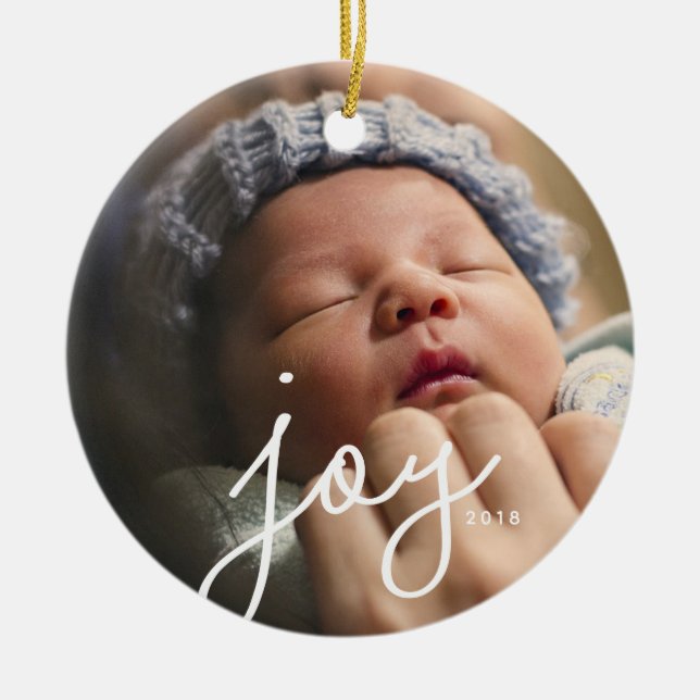 Joy Photo Custom Christmas Ornament (Front)
