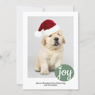 Joy Photo Personalized Christmas Dog Paw Print Holiday Card