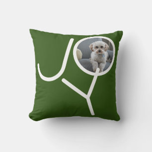 Joy Photo Template Personalized Christmas Throw Pillow
