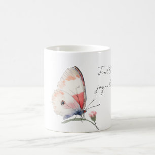Joy Pink Butterfly Coffee Mug