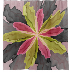 Joy, Pink Green Anthracite Fantasy Flower Fractal