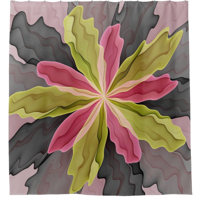 Joy, Pink Green Anthracite Fantasy Flower Fractal (Front)