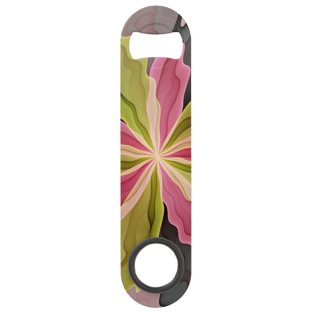 Joy, Pink Green Anthracite Fantasy Flower Fractal Bar Key (Front)