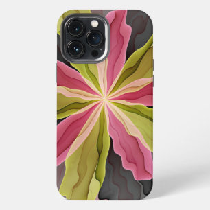 Joy, Pink Green Anthracite Fantasy Flower Fractal iPhone 13 Pro Max Case