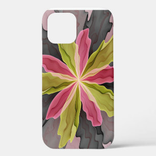 Joy, Pink Green Anthracite Fantasy Flower Fractal iPhone 12 Pro Case