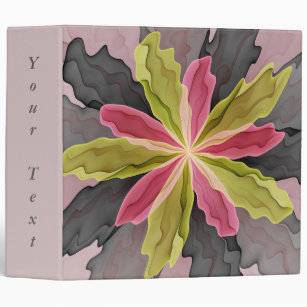 Joy, Pink Green Anthracite Fantasy Flower Text Binder