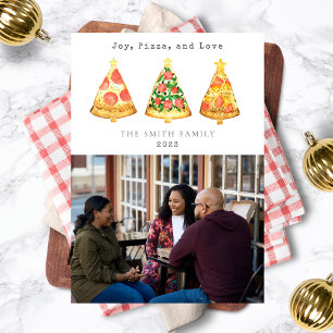Joy Pizza Love Christmas Family Photo 2023 Holiday Card