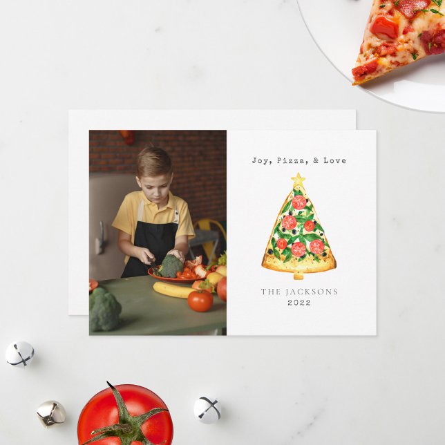 Joy Pizza Love Christmas Photo Family Carte de vac (Créateur téléchargé)
