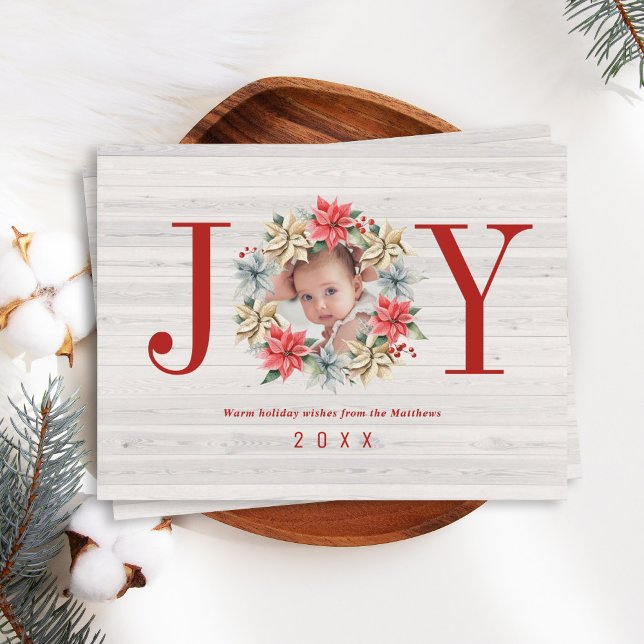 Joy Poinsettia Wreath avec carte magnétique photo (Créateur téléchargé)